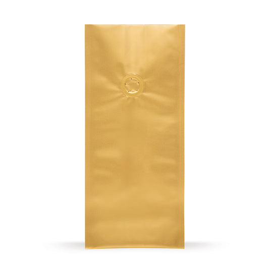Pungi de cafea aurii — Vedere principală de la importatorul de ambalaje Elke Plastic