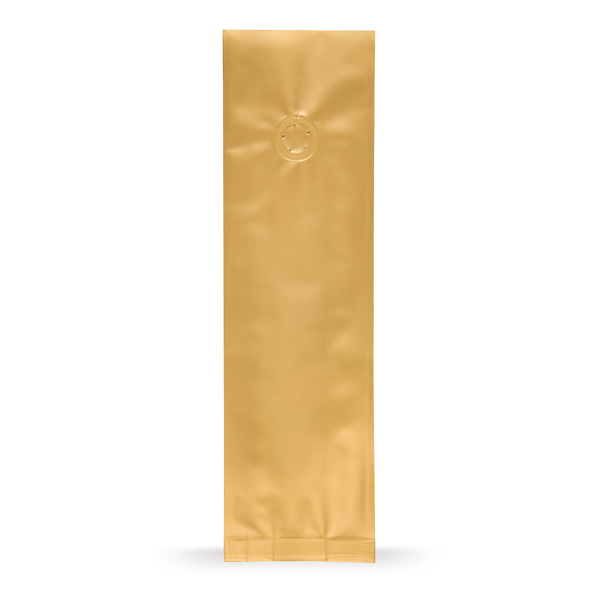 Pungi cu pliuri laterale aurii, cu valvă de aromă — Vedere principală a pungii cu valvă de aromă, protecție a aromei, de la Elke Plastic