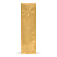 Pungi cu pliuri laterale aurii, cu valvă de aromă — Vedere principală a pungii cu valvă de aromă, protecție a aromei, de la Elke Plastic