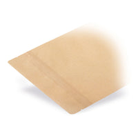 Pungi doypack din hârtie Kraft, din materiale biodegradabile — Comparație de dimensiuni a variantelor de format disponibile în g...