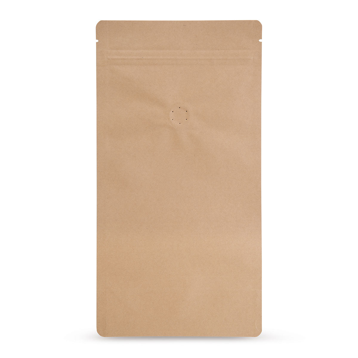Pungi doypack din hârtie Kraft, cu valvă de aromă — Vedere principală a pungii cu valvă de aromă, aspect hârtie Kraft, de la Elke ...