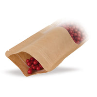 Pungi doypack din hârtie Kraft, cu fereastră transparentă — Vedere de utilizare a pungii în situația de ambalare