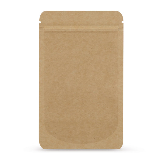 Pungi doypack din hârtie Kraft — Vedere principală a pungii cu aspect hârtie Kraft, de la Elke Plastic