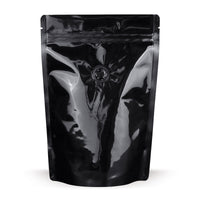 Pungi doypack negre, cu valvă de aromă — Comparație de dimensiuni a variantelor de format disponibile în gama de produse